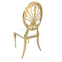 Chaise en acier inoxydable doré style royal, dossier décoratif, mobilier de luxe pour mariage, banquet et événements