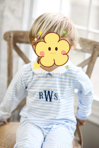 Pullover a manica lunga per neonati all'ingrosso in cotone rosa blu a righe in cotone per bambini e ragazzi tuta in maglia di cotone personalizzato vestito per neonati - Product Image 3