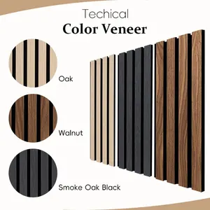 2024 Decorative Wood Acoustic Wall Panels Wall Soundproofing Panels Mdf Veneer Wood Polyester Fiber Acoustic Slat Panel