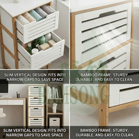 Commode de rangement à 4 tiroirs avec tiroirs ventilés à lattes, autoportante, étroite, gain de place, pour chambre, salle de bain, bureau