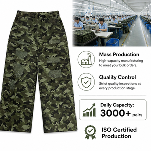 Wholesale Premium <b>Straight</b> Ripped Acid Wash 100% Cotton Vintage Distressed Baggy Streetwear <b>Cargo</b> <b>Trousers</b> Custom Logo - Product Image 5