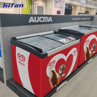 Congélateur vertical personnalisé avec affichage CE ETL -10-30 ℃   Congélateur à glaces avec porte coulissante en verre pour supermarché