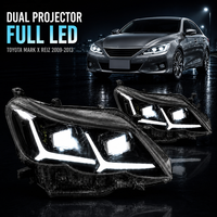 Phare avant à lentille LED complète JC Upgrade Factory avec clignotant séquentiel 2009-2013 pour Toyota Mark X Reiz Plug and Play