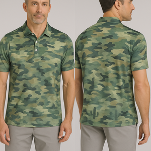 Polo de sport en polyester 100% à sublimation camouflage avec logo brodé personnalisé de luxe 2025, extensible dans les 4 sens, pour hommes - Product Image 4