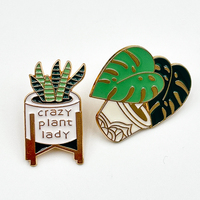 OEM/ODM insigne métallique de plante succulente en pot de dessin animé épinglettes design personnalisé pour souvenir de jardin botanique traditionnel