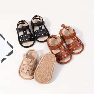 Sapatos infantis de verão para bebês, sandálias infantis de cor sólida de alta qualidade, novidade para meninas, 2024