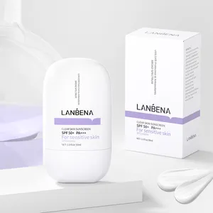 LANBENA شفاف عزل زيت تحكم معدني واقي شمسي niacimide spf 50 pa in1500 + للبشرة الدهنية واقي شمسي من أكسيد الزنك الأيونوكسيد