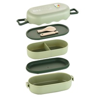 AHLE1111/ Op voorraad Groothandel Dubbellaagse Studenten Lunchbox Magnetronbestendig Minimalistische Ovale Fruit Bento Box Plastic Kantoor