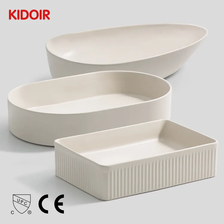 Kidoir นวัตกรรมผลิตภัณฑ์ห้องน้ําโต๊ะเครื่องแป้งอ่างล้างจานเดี่ยวสีสีกากีตารางอ่างล้างหน้าเรือ Waschbecken Badezimmer