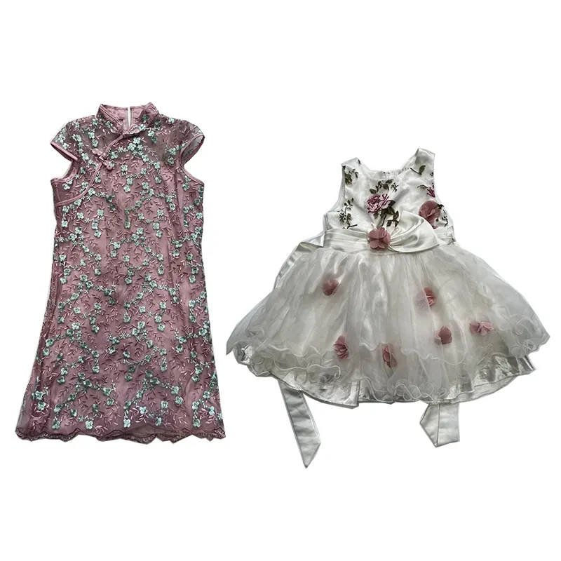 Summer fashion high quality used clothes for bales children baby flower girl dress