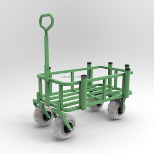 Carrello da Pesca Pieghevole in Alluminio a Quattro Ruote, Carrello da Spiaggia con Piattaforma, Contenitore a Rotelle, Capacità di Carico 100KG, Strumenti OEM - Product Image 5