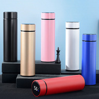 Botella de Agua Inteligente de Acero Inoxidable de 500 ml con Aislamiento al Vacío de Doble Pared, Diseño Moderno para Beber Directamente y Pantalla Digital LED de Temperatura