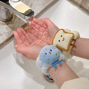 Cute Cartoon Toast Plush Headband With Wristbands <b>For</b> <b>Women</b> Face Wash Bath Accessory Soft Fabric <b>Makeup</b> Remover <b>Set</b> - Product Image 4