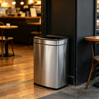 HONGDEC Double Layer square Open Top Waste Bin Liner Retaining Ring Waterproof Fingerprint Proof Hidden Trash Can