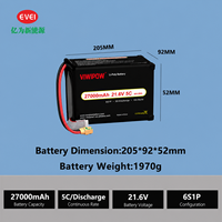 Baterai LiPo Drone 320Wh/kg Laris Manis 27000mAh 21.6V 5C untuk Drone Penyemprot Pertanian dengan Colokan yang Dapat Disesuaikan OEM