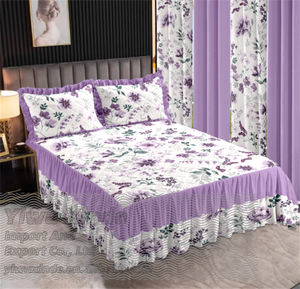 ชุดผ้าปูเตียงแบบมีระบายชุดผ้าปูที่นอนแบบมีกระเป๋ากระโปรงผ้าลินินมีระบายสีแดง - Product Image 4