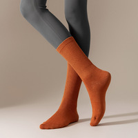 Chaussettes mi-mollet décontractées et polyvalentes Chaussettes en coton antibactériennes et absorbant la sueur Chaussettes de sport longues pour femmes de couleur unie