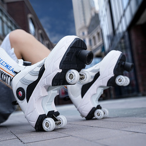 Mesh Four-Wheeled Roller Skates With Brakes Convertible Wheels For Kids Boys Girls Size 33-43 Breathable Outdoor Use - Product Image 1