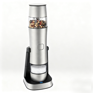 Moulin à sel et à poivre électrique Rechargeable 2 en 1 en acier inoxydable, moulin à épices - Product Image 1