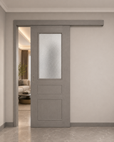 Porte coulissante WPC à montage en surface, panneau recouvert de grain de bois fin, résistant à l'humidité, anti-déformation, porte intérieure suspendue pour la maison, CE