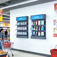 Étagères de présentation en fil métallique de qualité supérieure avec éclairage LED, en acier inoxydable, réglables, 20 crochets, pour magasin de proximité