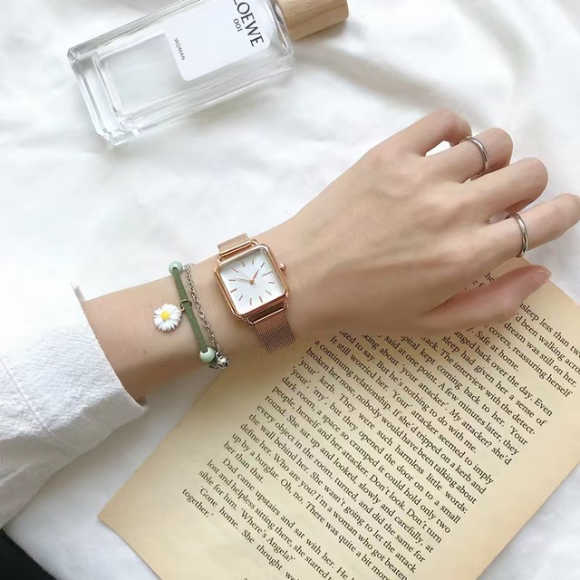 Factory Hot Sale Women Watches Simple Casual Stainless Steel Mesh Belt Quartz Watches for Ladies Watch