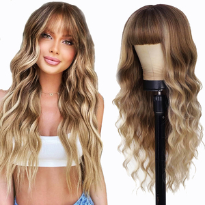 OEM/ODM Perruque complète en cheveux longs bouclés à grandes ondulations, haute densité, en fibre haute température, douce, écologique, dégradé blanc pur foncé - Product Image 3