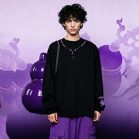 T-shirt décoratif à manches longues motif gourde violette, nouveau produit printemps 26, haut brodé à col rond avec imprimé gourde