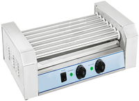 Machine à hot-dogs professionnelle à 7 rouleaux en acier inoxydable, avec chauffe-pains