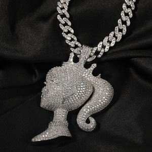 Luxury Trendy 3D Diamond Crown Pendant Necklace for Little Girls New Hip Hop Iced Bling Brass <strong>Jewelry</strong> Zircon Main for Weddings - Product Image 4