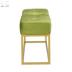 Banco Otomano Tapizado en Terciopelo <span class=keywords><strong>para</strong></span> Sala de Estar o Entrada, con Patas de Acero Inoxidable - Product Image 4