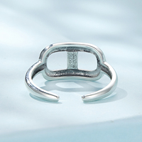 Bague carrée basique tendance en argent sterling 925, ajustable, pour femme, cadeau de rendez-vous, bijoux fins SCR965
