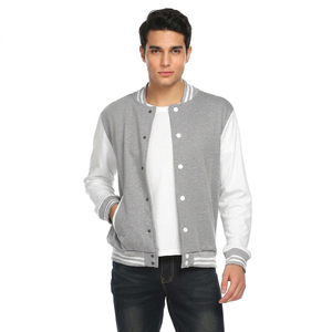Patchs brodés personnalisés, veste varsity unisexe pour homme avec col montant, logo brodé sur le devant - Vente en gros - Product Image 1
