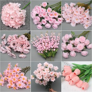 Fleurs artificielles en soie rose pour décoration de cérémonie de mariage, fausses hortensias, dendrobiums, roses, lys, <span class=keywords><strong>palette</strong></span> de rose douce - Product Image 3
