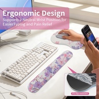 Ensemble de tapis de clavier antidérapant en gel motif floral et repose-poignet ergonomique, avec tapis de souris en mousse à mémoire de forme, couleur personnalisable, en stock