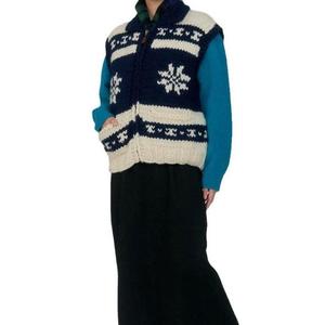 <span class=keywords><strong>Cardigan</strong></span> Senza Maniche in Maglia Jacquard <span class=keywords><strong>con</strong></span> <span class=keywords><strong>Collo</strong></span> <span class=keywords><strong>a</strong></span> <span class=keywords><strong>Scialle</strong></span> e Zip Frontale, Alta Qualità, <span class=keywords><strong>con</strong></span> Tasche - Product Image 1