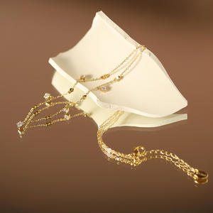 Collar de acero inoxidable chapado en oro con circonita y diamantes, geométricamente simple y versátil, collar clásico para mujer. - Product Image 4