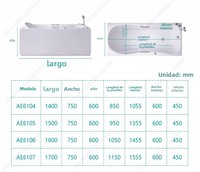 Venta Directa de Fábrica: Bañera Acrílica Estándar Individual Rectangular Independiente con Doble Borde, Engrosada y Profunda