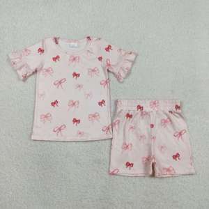 Conjuntos de Ropa para Niñas RTS Coquette Bows, Camiseta y Pantalones Cortos Casuales Transpirables, 95% Algodón, 5% Elastano, 2 Piezas, Estampados de Primavera y Otoño - Product Image 2