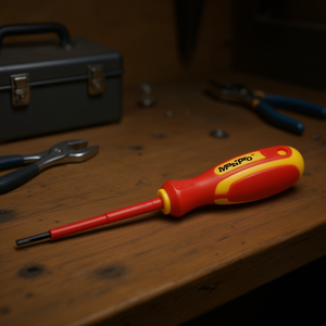 3x75 Flat Insulated <b>Screwdriver</b> Red Yellow Handle <b>Precision</b> Tool - Product Image 3