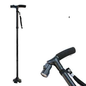 Bastón Plegable LED de Marca TV, de Aleación de Aluminio Negro, con 3 Articulaciones y Punta de Goma, Multifuncional para Personas Mayores - Product Image 3