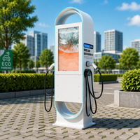 Station de recharge pour véhicules électriques BHZD AC44KW avec écran publicitaire étanche de 32 pouces, 2 pistolets, état neuf, connecteurs de type 2