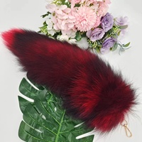 Gros teint 35-40CM grande queue de renard porte-clés vêtements moelleux vraie fourrure de renard queue
