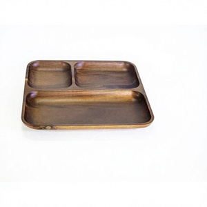 ถาด 3 ช่องและจาน อุปกรณ์ร้านอาหารคาเฟ่ ถาดเสิร์ฟสำหรับขนม คุกกี้ เครื่องดื่ม คอมโบ ดิสเพลย์ ใช้ซ้ำได้ ปลอดภัยสำหรับเครื่องล้างจาน - Product Image 1