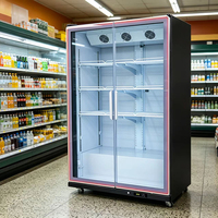 Высококачественный стеклянный светящийся вертикальный холодильный шкаф для напитков большой вместимости
