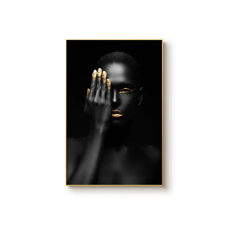 Popular African Sexy woman designs canvas wall art painting aluminum frame for decor