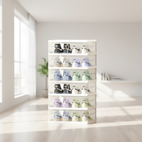 Armoire à chaussures pliable en plastique à 6 niveaux, facile à assembler, avec porte transparente, rangement domestique, écologique et durable