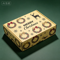 Boîte de Noël personnalisée avec couronne florale imprimée numériquement, production en 72h, boîte d'expédition en carton imperméable