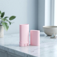 Tubes cosmétiques ovales roses en PP de 15g à rotation fluide, conception à remplissage direct, bouchon à vis, emballage pour bâtonnets d'arôme solides avec logo