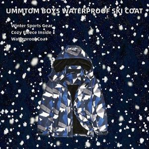 UMMTOM Boys Waterproof Zipper <b>Ski</b> Jacket Warm Winter Fleece Snowboard Hooded Coat Kids Outdoor Machine Washable - Product Image 2